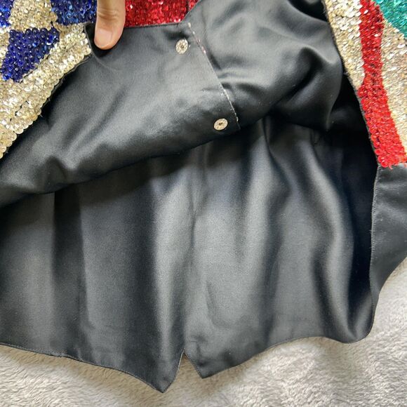 Vintage World Cup Vest Mens XXL Soccer Sequin Bling Red Flag Stars Patriotic 2XL - Picture 8 of 10